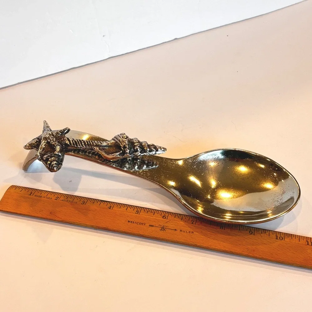 New Metal Spoon Rest Nautical Starfish Seashell‎ Beach Coastal Decor Gift